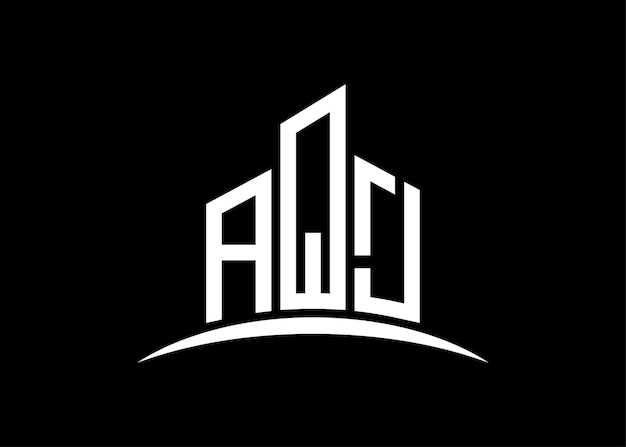 Letter AQJ building vector monogram logo design template Building Shape AQJ logo