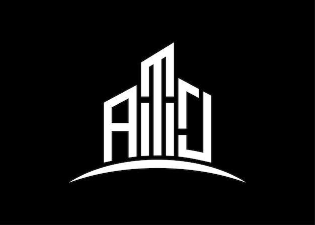 Letter ATJ building vector monogram logo design template Building Shape ATJ logod