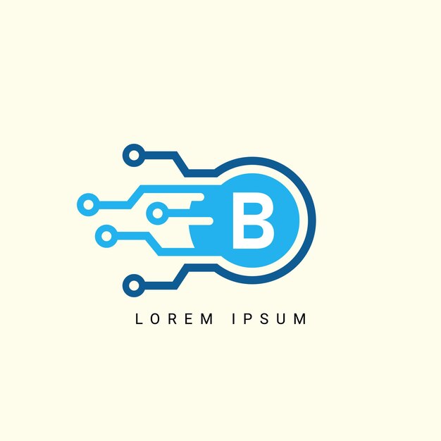 Letter B logo Circle shape symbol green and blue color Technology digital abstract dot connection