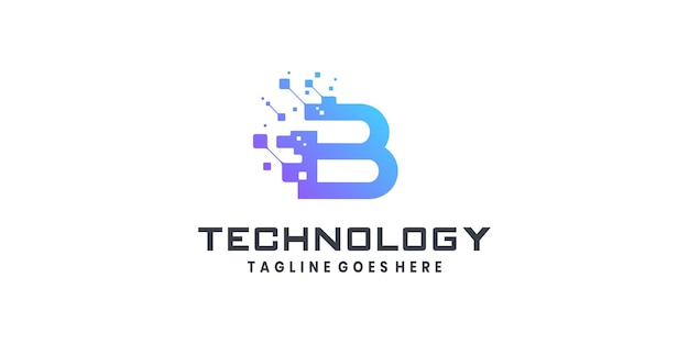 Letter B logo design for technology