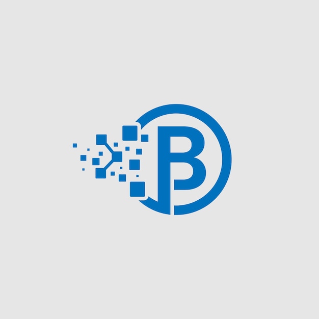 Letter B logo design template B tech logo with circle B technology logo vector