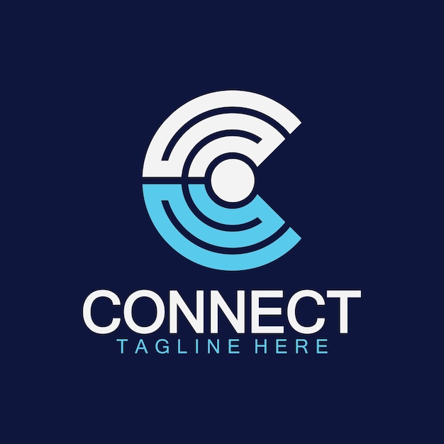 Letter c connection logo with signal design vector illustration
