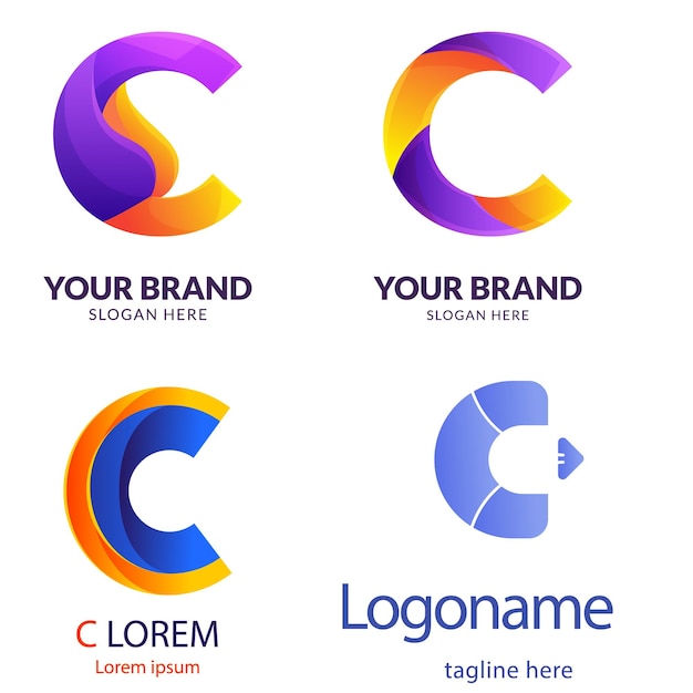 Letter C dot connection logo design for technology