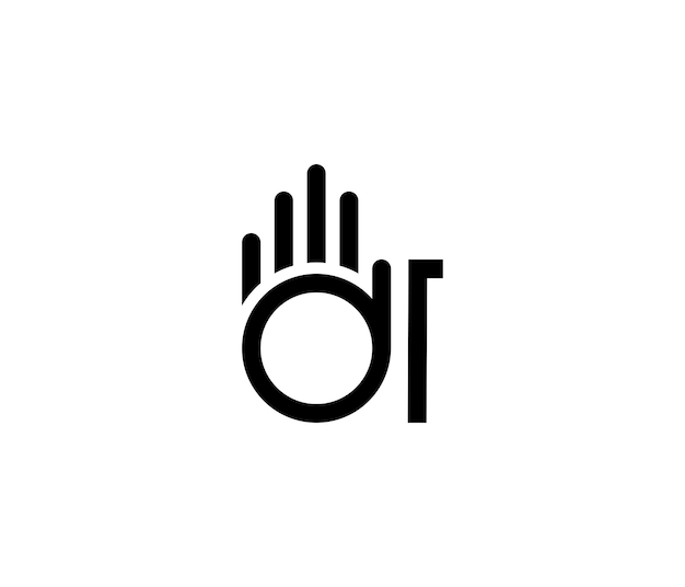 Letter dr Hand Logo Design Template
