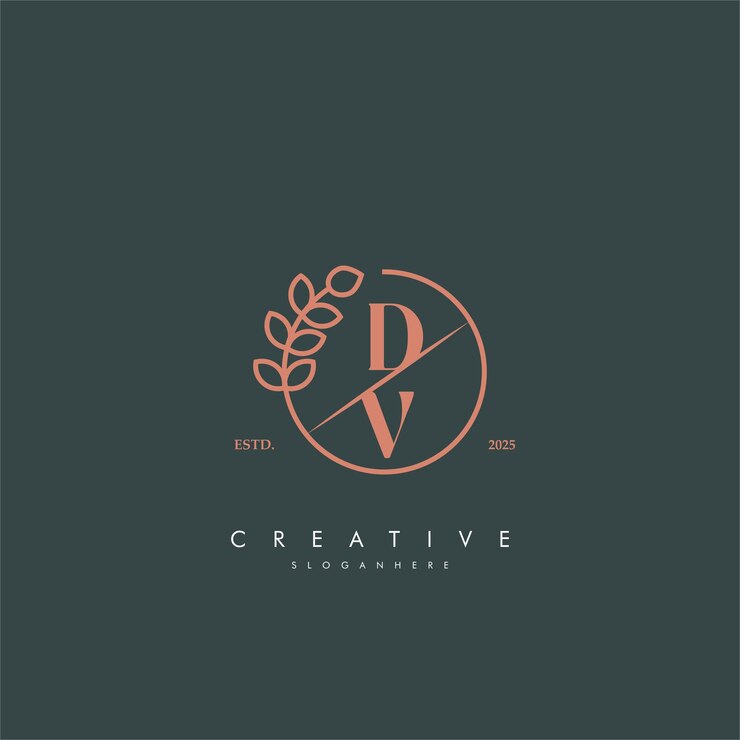 Vektör letter dv vd simple and leaf monogram design template