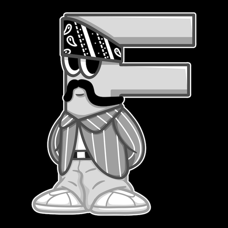 Vektör letter f alphabet gang cartoon character font illustration