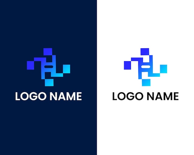 letter h with tech modern logo design template