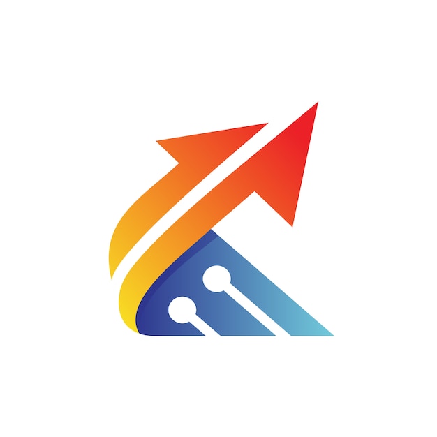 letter k arrow tech logo design