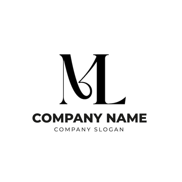Letter ML Monogram Logo Design Stylish Minimalist