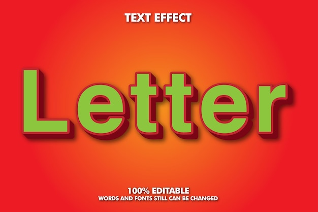 Letter Modern bold 3d typography cartoon editable text effect
