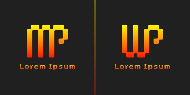 Letters MP and WP Pixel Monogram Logo suitable for any business with MP PM WP PW initials
