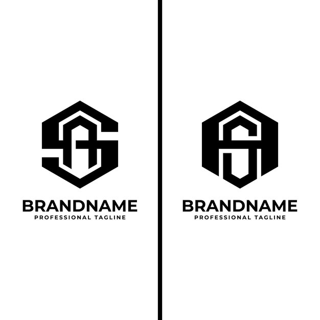 Letters SA and AS Hexagon Monogram Logo suitable for business with SA or AS initials