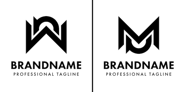 Letters WN or MU Monogram Logo suitable for any business with WN NW MU UM initials