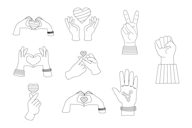 LGBT hands with heart outline