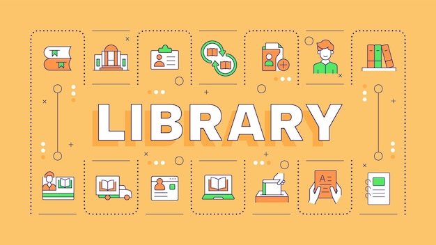 library orange word concept