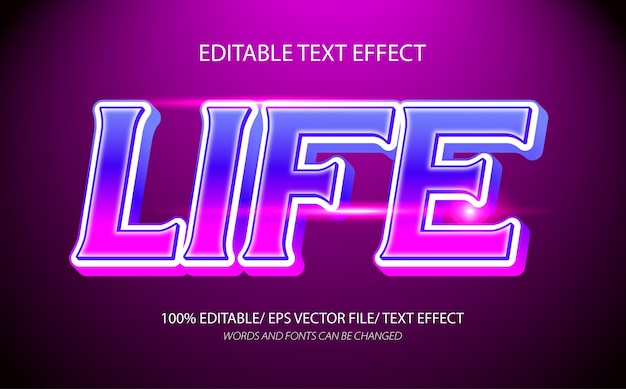 Life editable text effect and editable text style