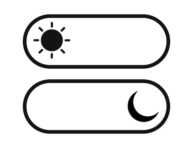 light and dark mode buttons vector icons set element for mobile app ui design or website light and dark mode vector illustration