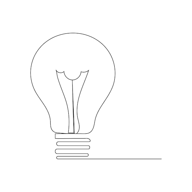 Light bulb continuous one line drawing of outline vector illustration