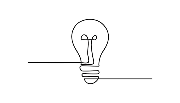 light bulb continuous oneline drawing