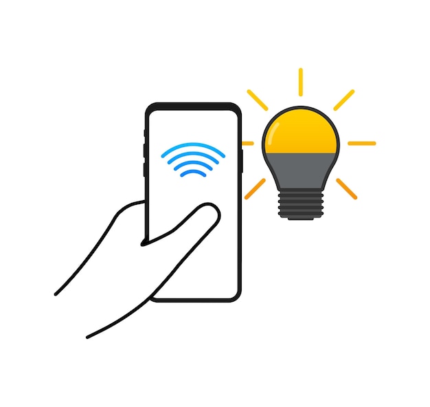 light bulb smart light icon wireless communication technology vector stock illustration