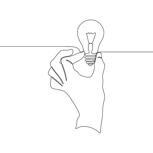 light bulb symbol idea continuous drawing single line art