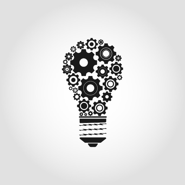 light bulb with gears icon isolated on white background. vector illustration. eps 10.