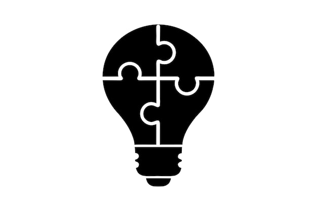 Light bulb with jigsaw illustration in minimal style