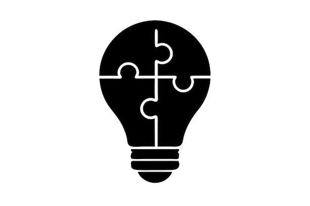 Light bulb with jigsaw illustration in minimal style