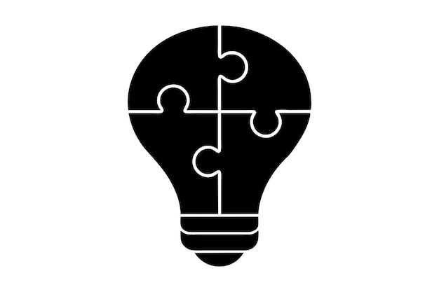 Light bulb with jigsaw illustration in minimal style