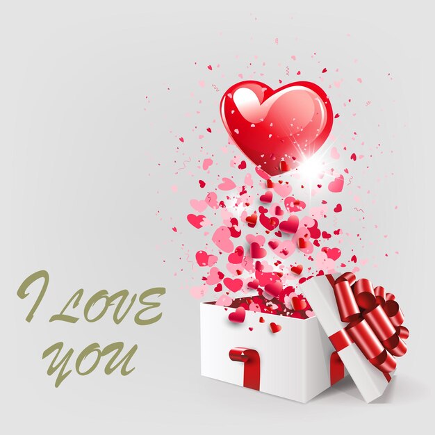 light composition with a silhouette of a white box and a big red heart design element