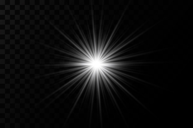 Light effect. Bright Star. Light explodes on a transparent background. Bright sun