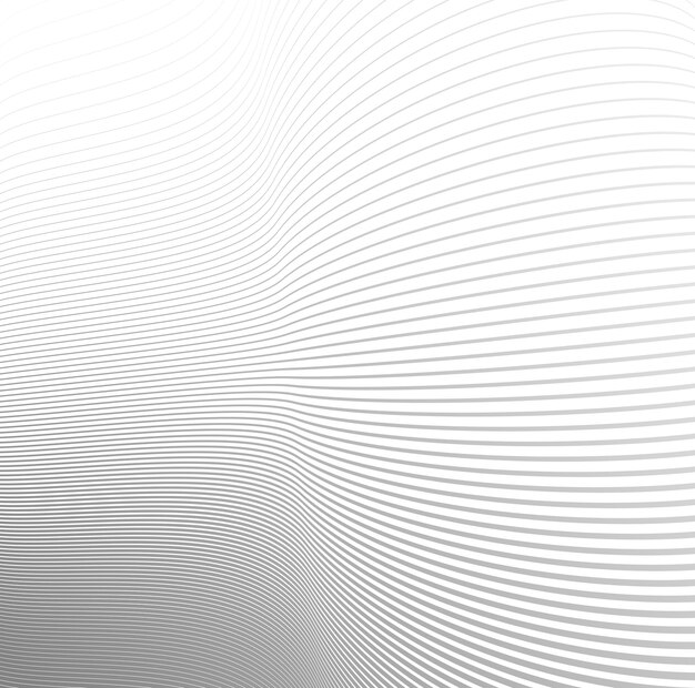 Light grey lines in 3D perspective vector abstract background dynamic linear minimal design wave lied pattern in dimensional and movement