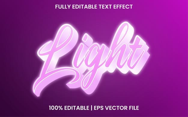 Light text effect editable vector