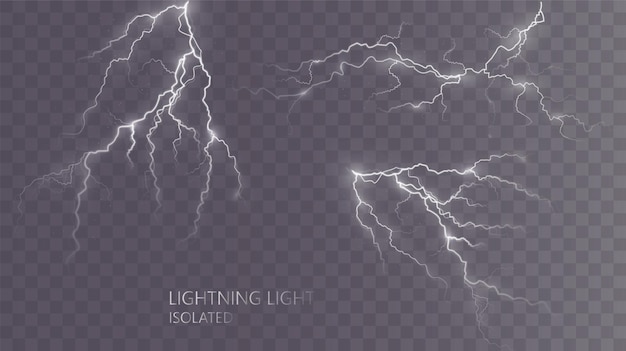 light white isolated vector lightning png. magic light abstract lines. realistic lightning effects.