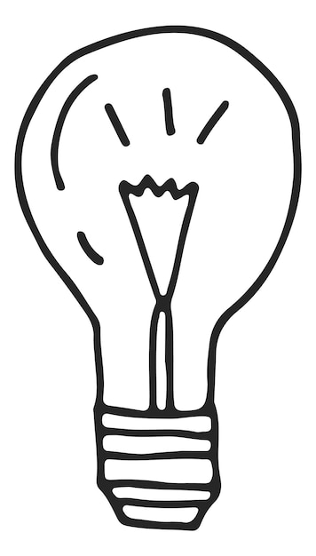 lightbulb doodle lamp line icon idea symbol