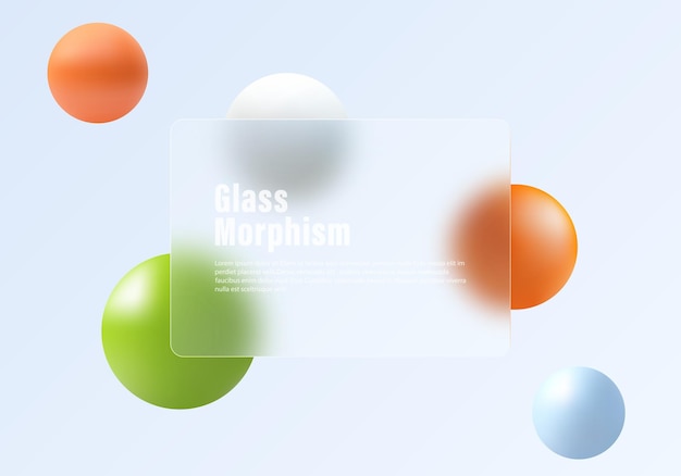 lightcolored presentation screen with the effect of overlaying glass on floating gradient spheres