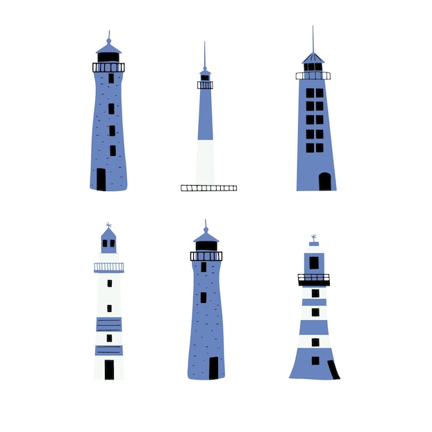 lighthouse coastline architecture building beacon with windows vector illustration