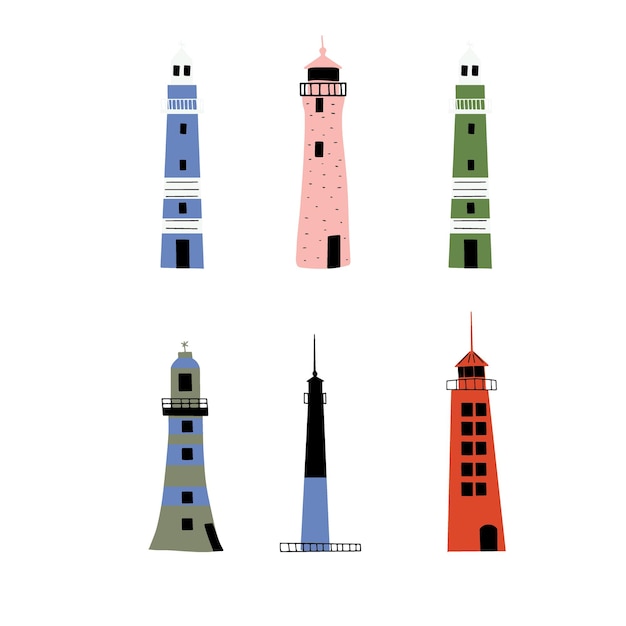 lighthouse coastline architecture building beacons with window vector illustration