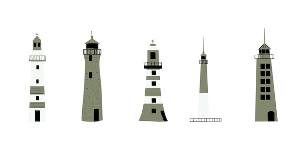 lighthouse coastline architecture building beacons with window vector illustration