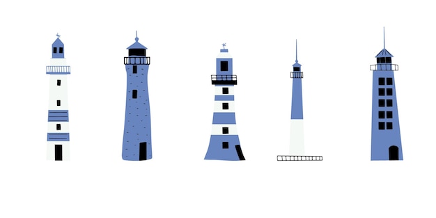 lighthouse coastline architecture building beacons with window vector illustration