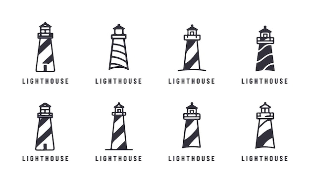lighthouse icon set minimal vector symbols of navigation and sea safety