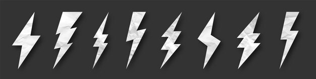Lightning bolt crumpled paper texture cardboard flash symbol thunderbolt simple lightning strike