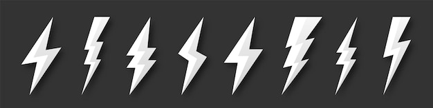 Lightning bolt icons collection flash symbol thunderbolt simple lightning strike sign vector