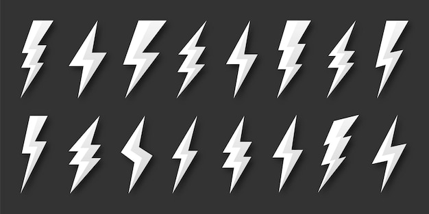 Lightning bolt icons collection flash symbol thunderbolt simple lightning strike sign vector