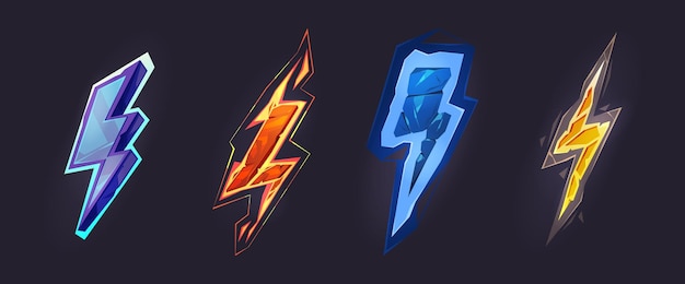 Lightning thunder strikes with flame