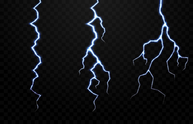 Lightning vector set, lightning png, thunderstorm, lighting, flash. Natural phenomenon, light effect