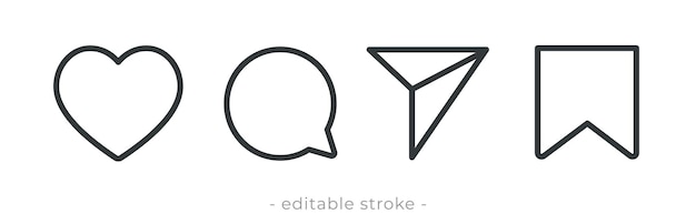 Like Comment Share and Save Button Icon Set of Social Media in Flat Style