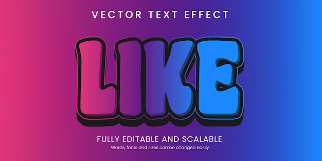Like Text Effect 3D style with abstract background editable