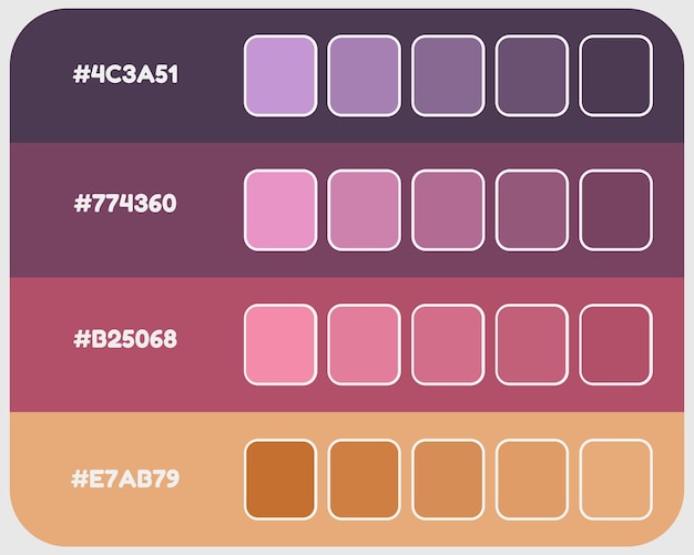 Lila orange färgpalettvektor mörka färger katalog rgb pantone färger färgmatchning