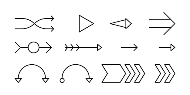 Line Arrow vector icon set Arrow Direction Icons Set Vector Graphics Illustration